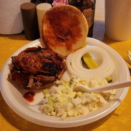 Sliced brisket sandwich gone topless. Plenty of sauce to keep it moist. A nicely sloppy sandwich. Sliced brisket sandwich gone topless. Plenty of sauce to keep it moist. A nicely sloppy sandwich.