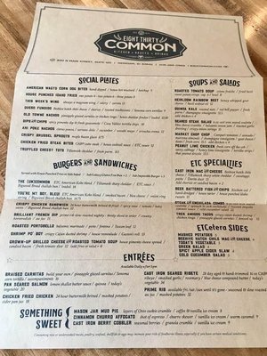 Menu photo 6 Eight Thirty Common Meridian, ID