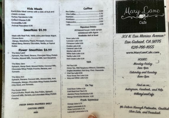 Menu photo 3 Mary Lane Cafe San Gabriel, CA Menu photo 3 Mary Lane Cafe San Gabriel, CA