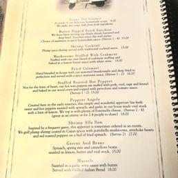 Appetizers menu