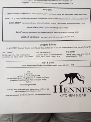 Menu photo 3 Henni's Kitchen and Bar White Salmon, WA