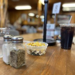 Schoepf's Bar-B-Que - Just a feel of the room with street corn and coke.