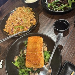 Tofu Lo Mein, Beef with Broccoli and Miso Glazed Salmon (8.5/10) Tofu Lo Mein, Beef with Broccoli and Miso Glazed Salmon (8.5/10)