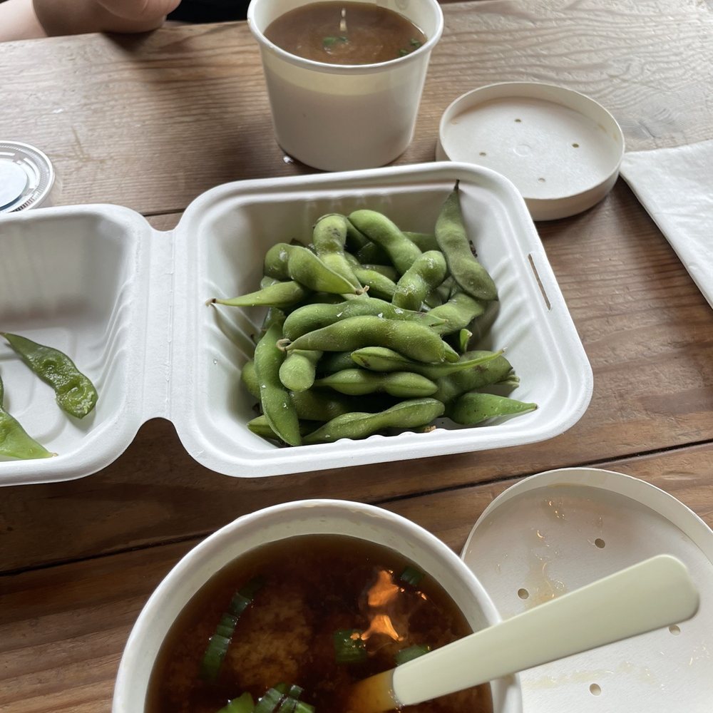 Sushi Love - Miso and edamame to start - Vegan Near Me - Portland, Oregon Sushi Love - Miso and edamame to start - Vegan Near Me - Portland, Oregon