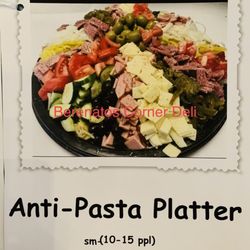 Berenato's Corner Deli - Antipasta. 
Meats cheeses olives cucumbers peppers tomato's 
Call for Order