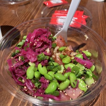 Poki Poki - Assemble your own: brown rice, ahi, spicy poke sauce, edamame, cabbage, sesame seeds - Poke Near Me - Albuquerque, New Mexico