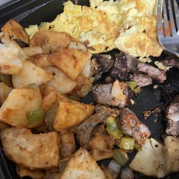 Loaded Cafe - Burnt eggs hard undercooked potatoes steak was hard like beef jerky no mushroom like in their advertisement - Breakfast & Brunch Near Me - Gardena, California Loaded Cafe - Burnt eggs hard undercooked potatoes steak was hard like beef jerky no mushroom like in their advertisement - Breakfast & Brunch Near Me - Gardena, California