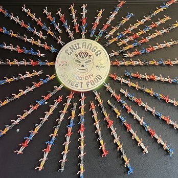 Chilango PDX - a clock made out of tiny figurines - Vegan Near Me - Portland, Oregon Chilango PDX - a clock made out of tiny figurines - Vegan Near Me - Portland, Oregon