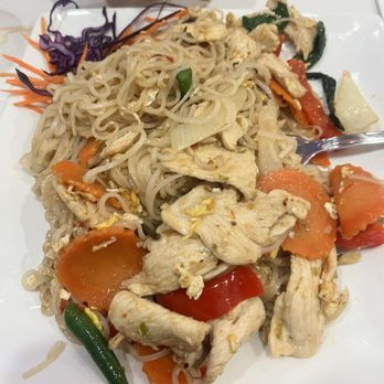 Thai Mex Station - Basil noodles with chicken. I was stuffed and had to bring some home. - Mexican Near Me - East Rutherford, New Jersey Thai Mex Station - Basil noodles with chicken. I was stuffed and had to bring some home. - Mexican Near Me - East Rutherford, New Jersey