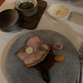 The Grove - Main dish - 5hr slow cooked pork belly. Extremely tender - Modern European Near Me - Auckland, AUK The Grove - Main dish - 5hr slow cooked pork belly. Extremely tender - Modern European Near Me - Auckland, AUK