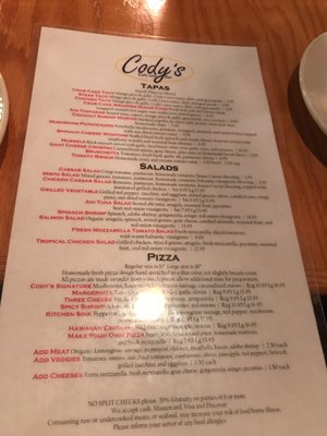 Menu photo 5 Cody's Cafe and Bar Denver, CO