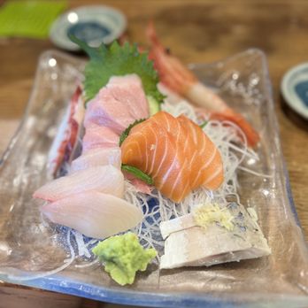 Mr Max - 5 Kind Sashimi (Chef's Choice) (Salmon, Yellowtail, Octopus, Mackerel, Shrimp) (Blue Fin Tuna cost extra) - Sushi Bars Near Me - Irving, Texas Mr Max - 5 Kind Sashimi (Chef's Choice) (Salmon, Yellowtail, Octopus, Mackerel, Shrimp) (Blue Fin Tuna cost extra) - Sushi Bars Near Me - Irving, Texas