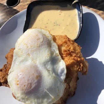Marinade On Main - Chicken and biscuit...I added an extra egg and have the cheese sauce put on the side - American Near Me - Ramona, California Marinade On Main - Chicken and biscuit...I added an extra egg and have the cheese sauce put on the side - American Near Me - Ramona, California