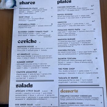 Madison - Menu - Italian Near Me - San Diego, California Madison - Menu - Italian Near Me - San Diego, California