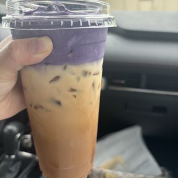 Beach Bum Coffee - Latte with ube soft top - Coffee & Tea Near Me - Virginia Beach, Virginia
