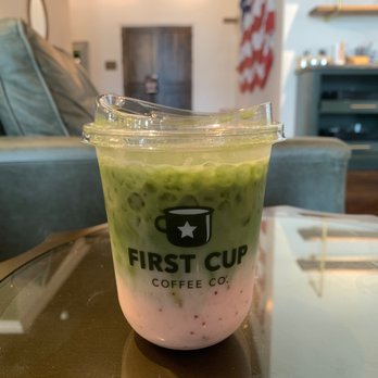 First Cup Coffee - strawberry matcha latte - seasonal drink per staff! - Coffee Roasteries Near Me - Pearland, Texas