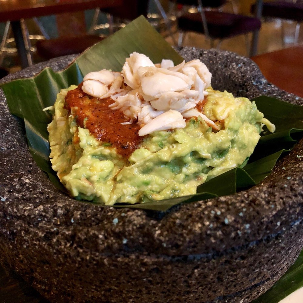El Vez - "Indian Red" Lopez Guacamole with Spicy Crab and Salsa Roja - El Vez Restaurant - Mexican Near Me - Philadelphia, Pennsylvania El Vez - "Indian Red" Lopez Guacamole with Spicy Crab and Salsa Roja - El Vez Restaurant - Mexican Near Me - Philadelphia, Pennsylvania