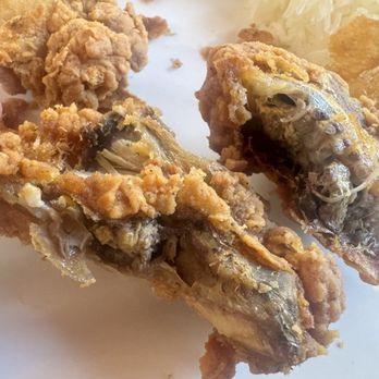 Krispy Krunchy Chicken - This was supposed to be a thigh, what kind of thigh has bones like this? This is one piece broken in half and has zero meat. - American Near Me - Richmond, California Krispy Krunchy Chicken - This was supposed to be a thigh, what kind of thigh has bones like this? This is one piece broken in half and has zero meat. - American Near Me - Richmond, California