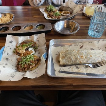 Nixtaco - Pork belly taco, x2 roadkill taco, fried chicken taco, pork belly burrito, and their chips and salsa - Mexican Near Me - Roseville, California
