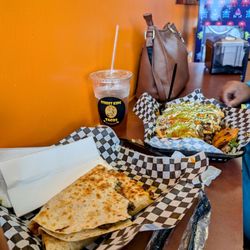 Street Queen Tacos - Carne Asada Quesadilla and Carne Asada Fries they both huge and worth the price