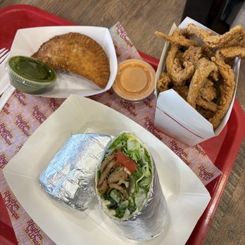 Rhythm n Wraps - Chickpea curry empanada, Crispy oyster mushrooms, Gangsta wrap - Wraps Near Me - Boston, Massachusetts