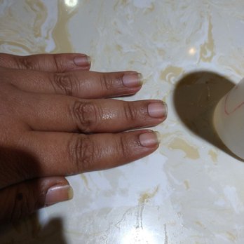 Passionate Nail & Tan - Didn't clean or make even after I complained they didn't want to fix left shop like this - Nail Salons Near Me - Chicago, Illinois
