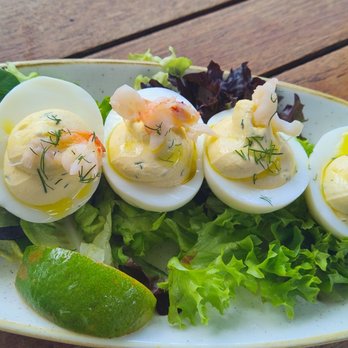 Monkeypod Kitchen by Merriman - Lobster deviled eggs - New American Near Me - Kihei, Hawaii Monkeypod Kitchen by Merriman - Lobster deviled eggs - New American Near Me - Kihei, Hawaii