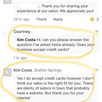 Cut Loose - The last part of the string where I have to ask a 3rd time if she accepts credit cards and her snarky response. - Hair Salons Near Me - Tehachapi, California