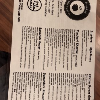 Anarkali Concord - Menu 2 - Pakistani Near Me - Concord, California