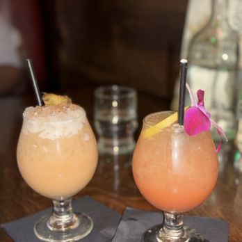 Dr. Funk - Left to Right Cocktails: Drink of the Gods & Distant Sunset - Tiki Bars Near Me - San Jose, California Dr. Funk - Left to Right Cocktails: Drink of the Gods & Distant Sunset - Tiki Bars Near Me - San Jose, California
