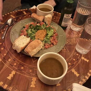 Marrakesh Moroccan Restaurant - Salad and lentil Soup - Moroccan Near Me - Seattle, Washington