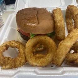 Stafford's Big Burger - Cheeseburger and Onion Rings