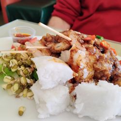 Djakarta Taste - Shrimp satay $14.50. It's served with longtong (pressed rice).