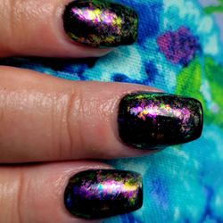 BB Nail Salon & Spa - Chameleon colors over black gel polish.