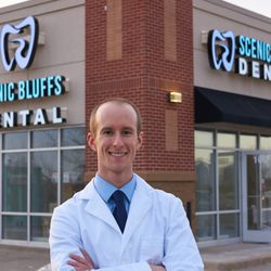 Scenic Bluffs Dental - Dr. Jay in front of our convenient location