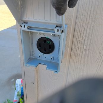 Valley Power & Lighting - New 14-50 plug marked for electric vehicle charging installed. - Electricians Near Me Valley Power & Lighting - New 14-50 plug marked for electric vehicle charging installed. - Electricians Near Me