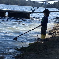 Waiting to land the fish