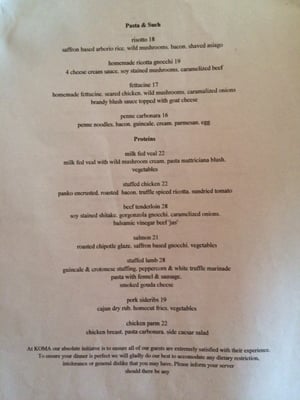 Menu photo 1 KOMA Restaurant Windsor, ON Menu photo 1 KOMA Restaurant Windsor, ON