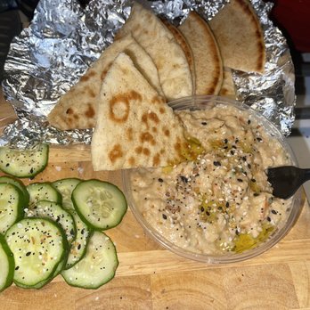 Samos Greek Island Grill - Melitzanosalata (sp?). I added the cucumbers - Greek Near Me - Baltimore, Maryland Samos Greek Island Grill - Melitzanosalata (sp?). I added the cucumbers - Greek Near Me - Baltimore, Maryland
