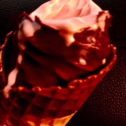 chocolate waffle cone, chocolate sundae dipped hard chocolate