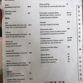 Zinz Wine Bar - Bar snacks menu - Wine Bars Near Me - Corte Madera, California