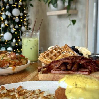 Garden's Gate Cafe - Crab Eggs Benedict, matcha, Golden Gate breakfast board - Breakfast & Brunch Near Me - San Jose, California Garden's Gate Cafe - Crab Eggs Benedict, matcha, Golden Gate breakfast board - Breakfast & Brunch Near Me - San Jose, California