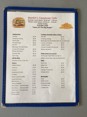 Menu photo 3 Mankins Causeway Cafe Supply, NC