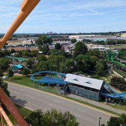 Lighting Run roller coaster with Flying Fox roller coaster in the background