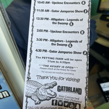Gatorland - Shows today - we made all of them with no line or difficulty seeing the action - Zoos Near Me - Orlando, Florida