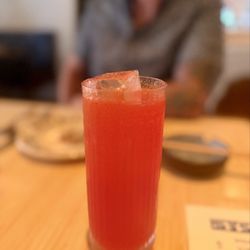 Last man standing $17 - their idea of a Paloma. blanco Tequila, Aperol, Gochujang. Hubs liked it.