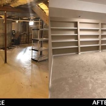 Jw Contracting Solutions - a before and after picture of a basement - General Contractors Near Me