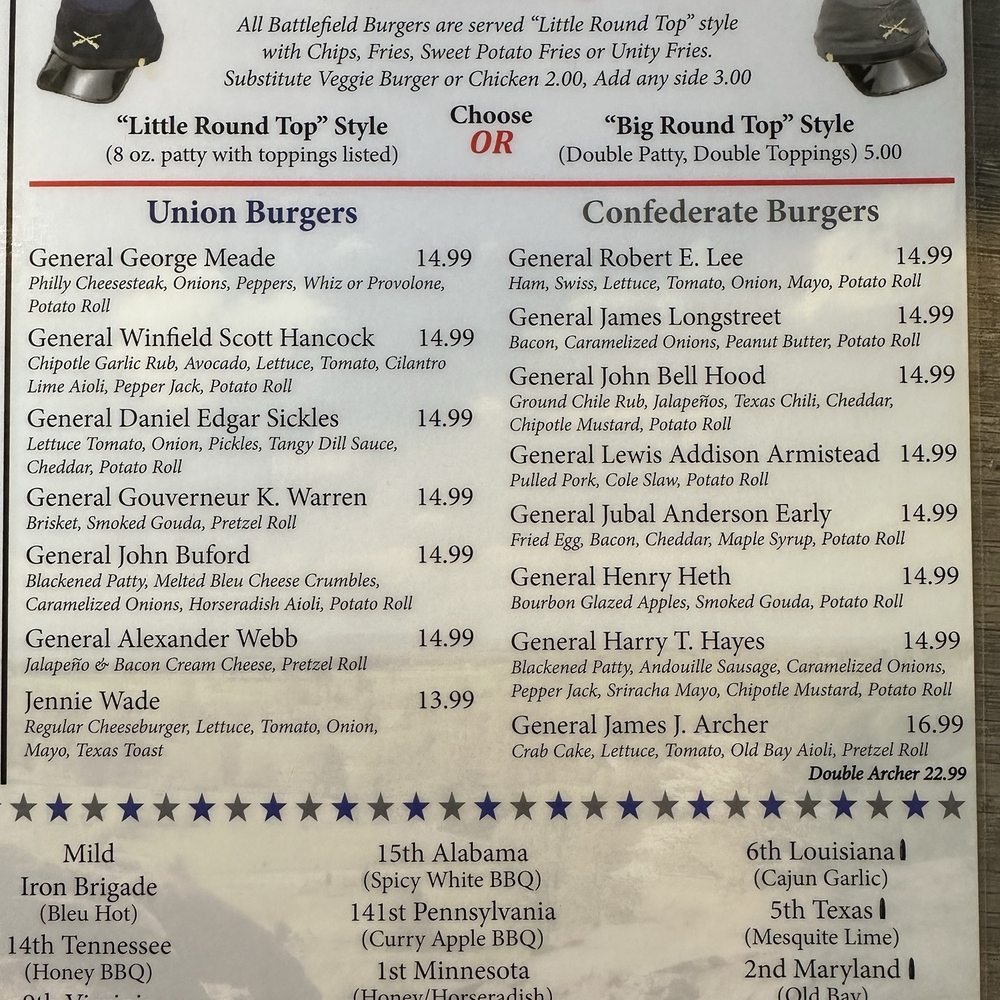 Blue & Gray Bar & Grill - Menu - Sports Bars Near Me - Gettysburg, Pennsylvania Blue & Gray Bar & Grill - Menu - Sports Bars Near Me - Gettysburg, Pennsylvania
