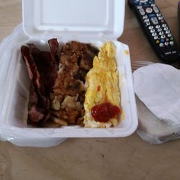 a meal in a styrofoam container a meal in a styrofoam container