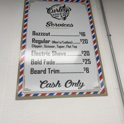 Curleys Barber Shop - Here is their price list